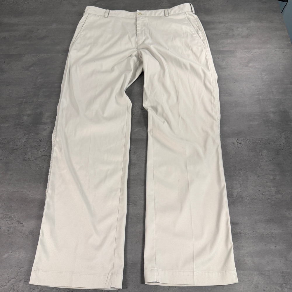 Nike Golf Dri-FIT Pants Mens 36x32 Khaki Stone‎ Flat Front Trousers 472532-072